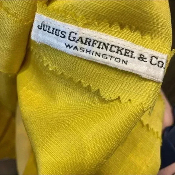 Robert Peters for Julius Garfinckel  Vintage Retro Yellow Silk Dress Pinup - Picture 9 of 9